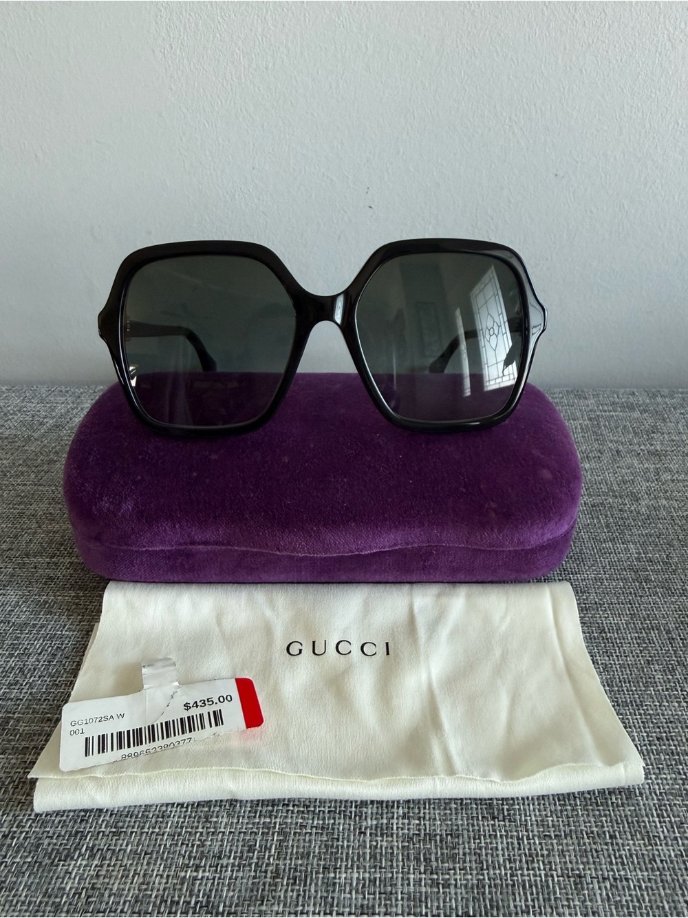 Gucci Black Oversized Square Sunglasses GG1072